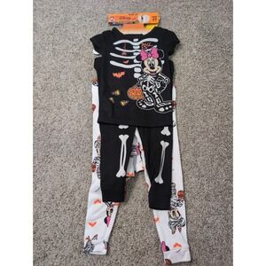 Disney Minnie Mouse Skeleton Halloween Pajamas Kids Size 2T